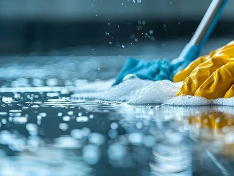 Cleaning professional at work