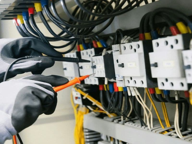 Electrical professional at work